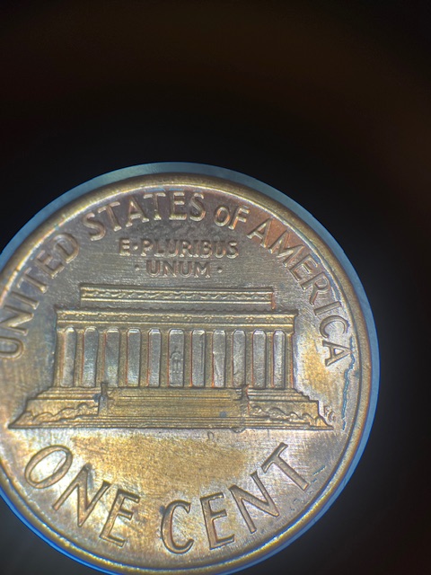 Lincoln-Memorial-Cent-1987--Die-Crack-On-The-Reverse-Die-Chip-&-?-Lamination-?